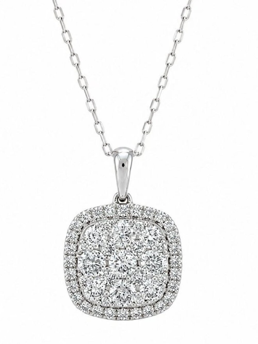 Genuine Diamonds Pendant Necklace Solid 10k White Gold